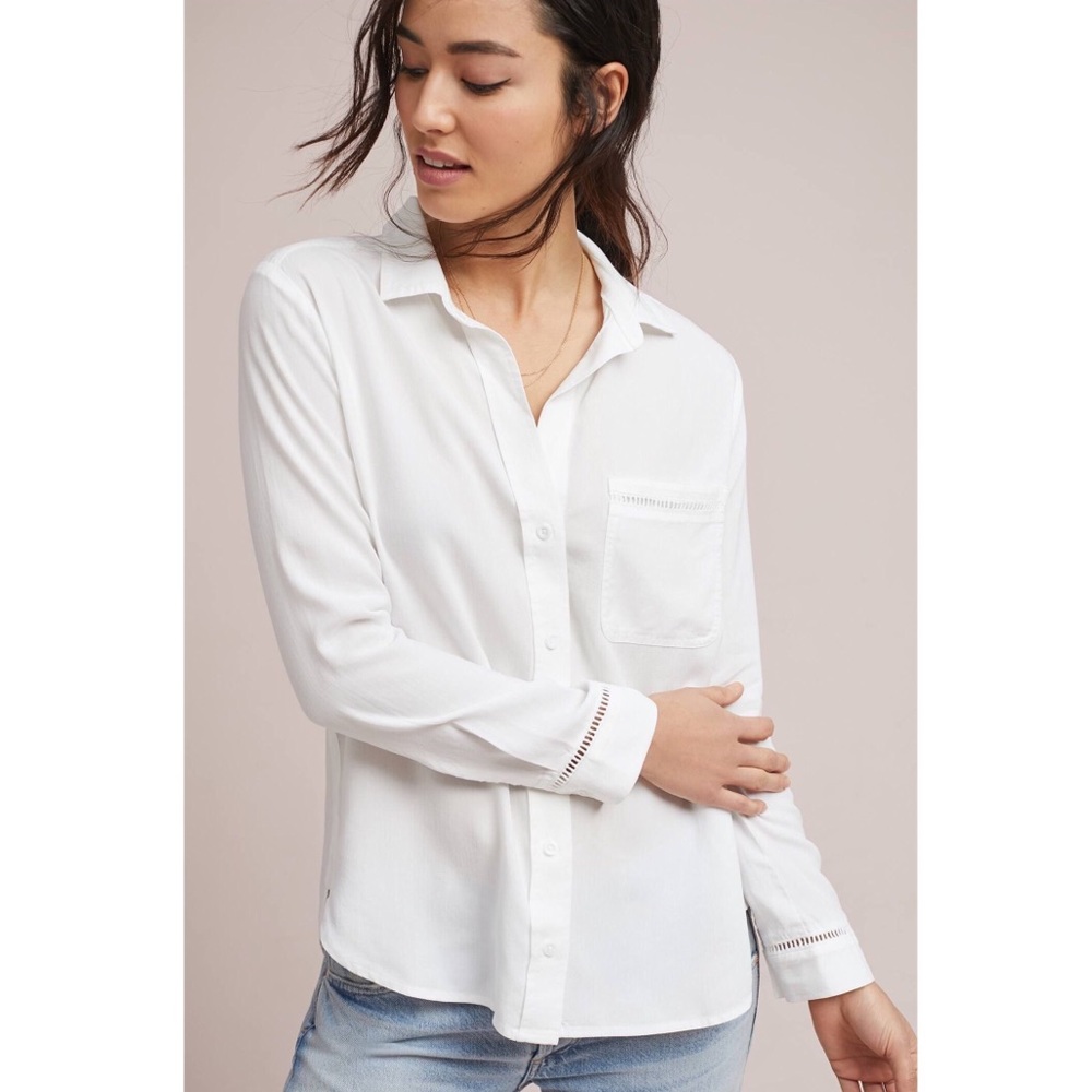 Anthropologie Cloth & Stone White Dale Buttondown